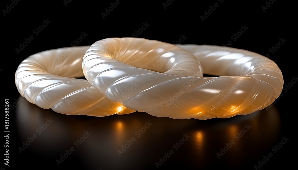 Poster three toroidal shapes with a shiny surface and reflective bottom