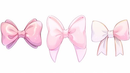  Three different styles of bows outlined on a white background
