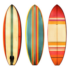 set of colorful surfboard