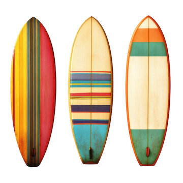 set of colorful surfboard