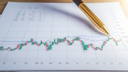 financial, finance, investment, chart, graph, invest, interface, indicator, rising, stock. drawing line to calculation indicator chart and graph is tools of investment. financial finance stock.