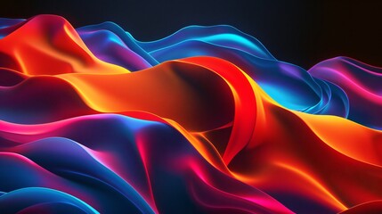 Obraz premium Abstract colorful glowing neon waves on a dark background, a 3D rendered illustration