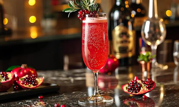 pomegranate bellini with italian pomegranate juice and prosecco orbit left video