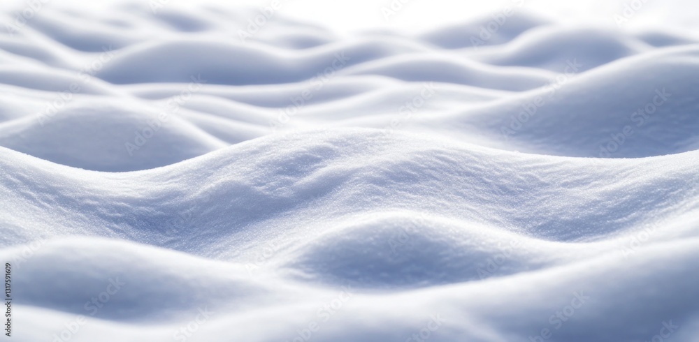 Poster snow field texture with soft blue shadows and wavy surface