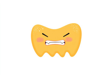A comical, grumpy cheese character with a displeased expression, artistically crafted in a playful cartoon style that adds humor to food and emotions.