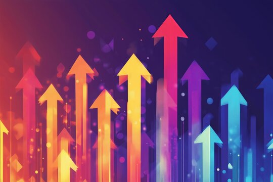 A stylized graphic of an upward-pointing arrows symbolizing business development, growth, and dynamic success in a corporate or financial context 