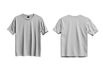 Blank heather gray t-shirt mockup, front and back views, isolated on white background