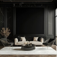 Luxurious contemporary living room interior showcasing exquisite furniture and design elements