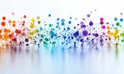 Colorful network nodes interconnected globally