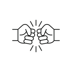 Obraz premium Fist bump line icon. Bro fist bump or power five pound outline style for apps and websites. Hand brother respect, impact, and handshake. Vector illustration on white background. Editable stroke EPS 10
