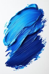 Vibrant blue paint strokes on white background