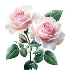 Naklejka premium Two Pink Roses Stunning Bouquet Floral Beauty