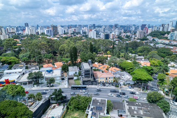 Aerial image of the city of São Paulo, SP. In the neighborhood of Sumaré and Vila Madalena.
