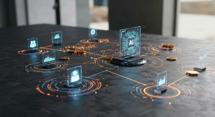 AI Network Digital Transformation Data Analysis Futuristic Technology Global Network