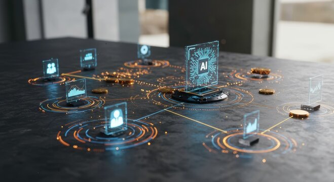 AI Network Digital Transformation Data Analysis Futuristic Technology Global Network