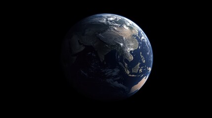Fototapeta premium Stunning view of Earth from space showcasing continents, oceans, and atmospheric details in a dark backdrop
