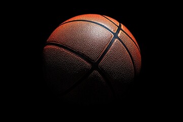 Close-up of Textured Basketball on Dark Background for Sports Advertising
