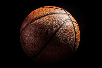 Close Up Basketball on Black Background for Sports Concepts and Ideas