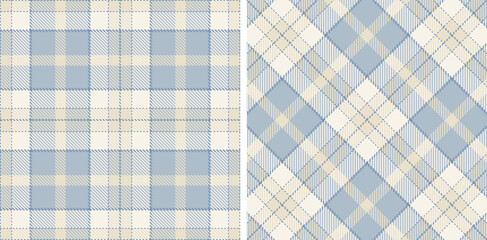 Pastel Seamless Tartan in Dusty Grey Blue tones Fabric Design