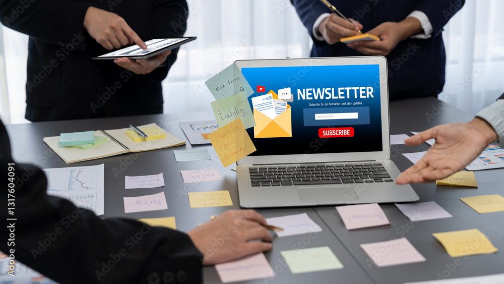 Poster newsletter signup page on computer for customer to subscribe brisk newsletter update information to 
