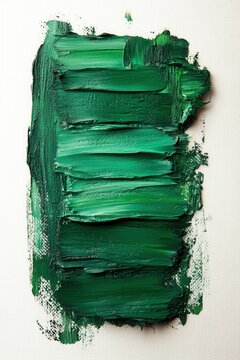 Textured swath of green paint on canvas showcasing rich shades and artistic depth