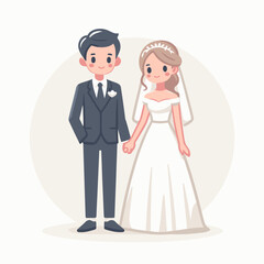 Fototapeta premium Vector Illustration of a Smiling Couple, Symbolizing Wedding Ceremony