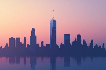 Fototapeta premium Modern Architecture, Skyscraper Silhouettes