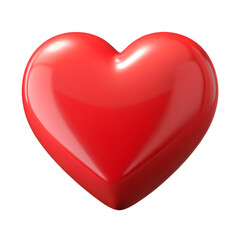 Shiny 3d red heart icon isolated on a transparent background