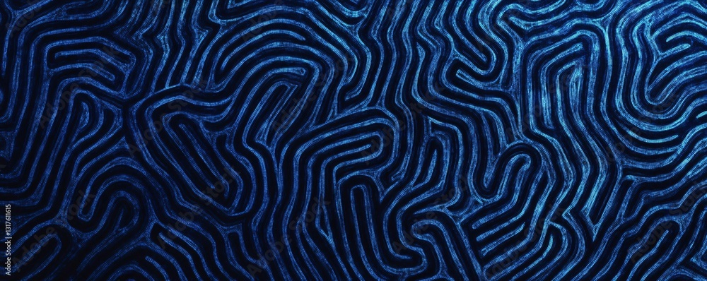 Aufkleber abstract deep blue maze-inspired pattern with fingerprint texture