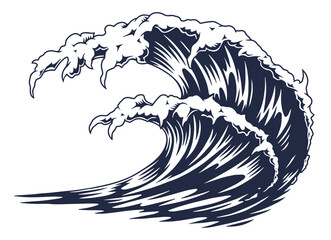 Powerful ocean wave captured in dynamic motion