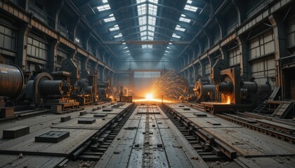 Dramatic Sparks and Industrial Setting in Abandoned Warehouse