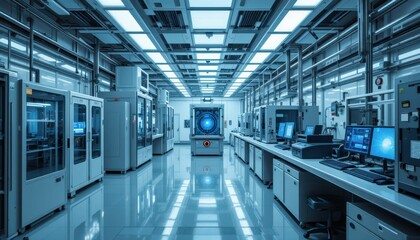 Fototapeta premium High-Tech Clean Room Laboratory with Advanced Machinery and Equipment