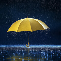 大雨の中傘をさす。雨傘。