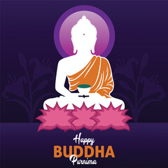 Celebrating Happy Buddha Purnima Social media Post template Graphic Design