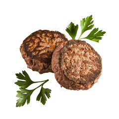 Golden Brown Pan-Fried Meat Patties with Fresh Parsley