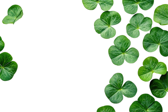 Fresh Clover Leaves Falling Against Transparent Background