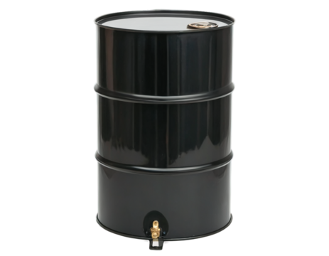 black industrial oil drum isolated on transparent background - generated by ai