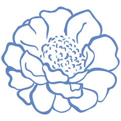 Line Art Blue Flower. Vector Illustration.