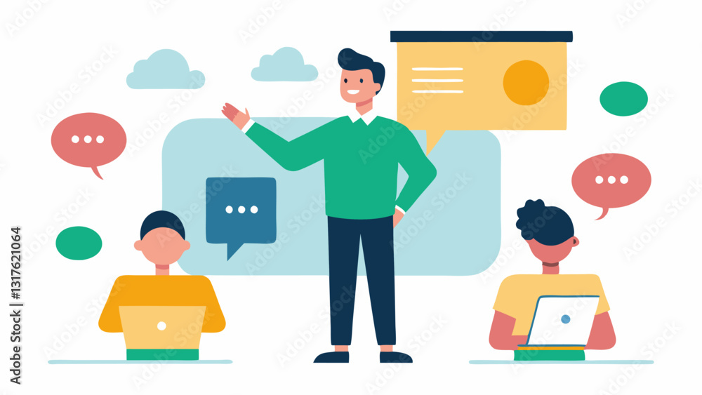 Poster interactive whiteboard session an edtech spet presenting a new teaching tool on an interactive white