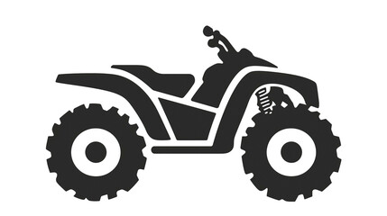 A black atv with large tires isolated on transparent or white background.