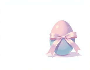 pastel easter egg with silk ribbon minimalist flat color illustration for blog posts and social media