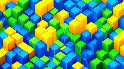 Obraz premium Abstract colorful cube city skyline background; ideal for tech or design projects