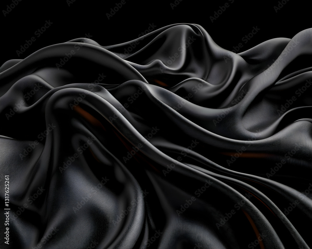 Poster dark fabric folds and drapes creating abstract texture
