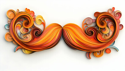 Orange abstract mustache design, cut out - stock jpg