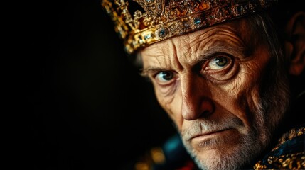 Portrait of King Harald V in regal attire with crown