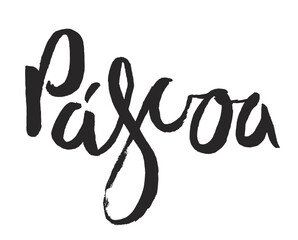 Pascoa, Easter in Portuguese hand lettering quote, calligraphy, written text. Hand drawn style design, isolated vector. Holiday clip art. Seasonal advertising, promotion, card, banner, poster element