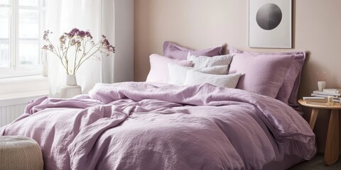 A luxurious bedroom with a bed and decor elements