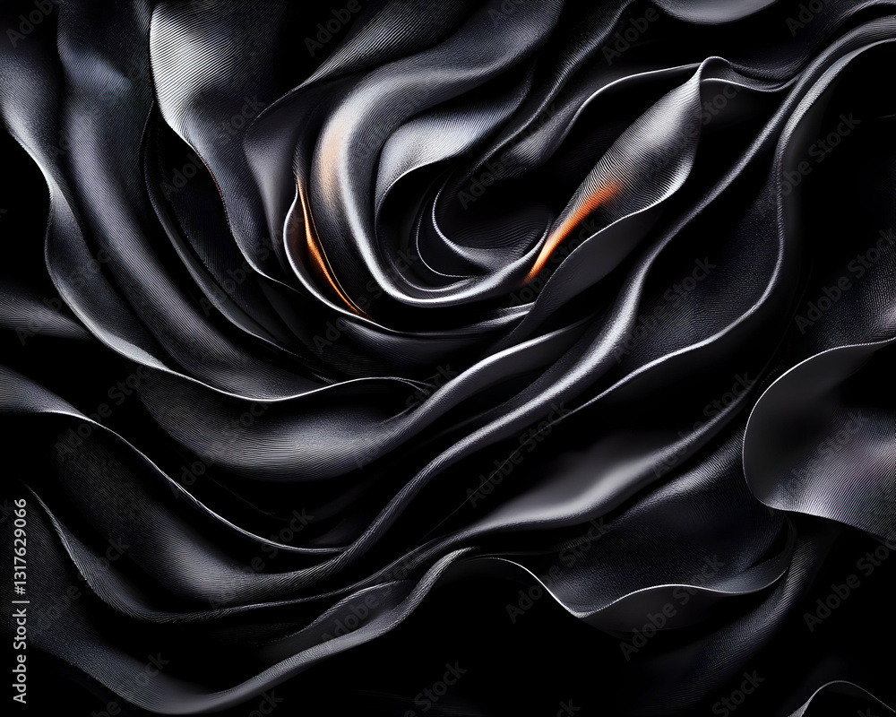 Poster dark textured fabric swirled in elegant folds creating a dramatic luxurious visual