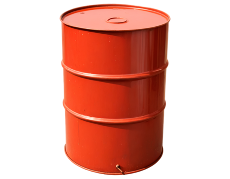 red industrial oil drum isolated on transparent background - generated by ai