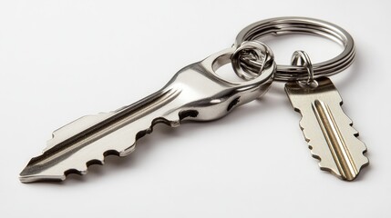 A compact keychain with a built-in bottle opener on a white background.